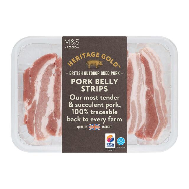 M & S Select Farms Pork Belly Strips, 480g