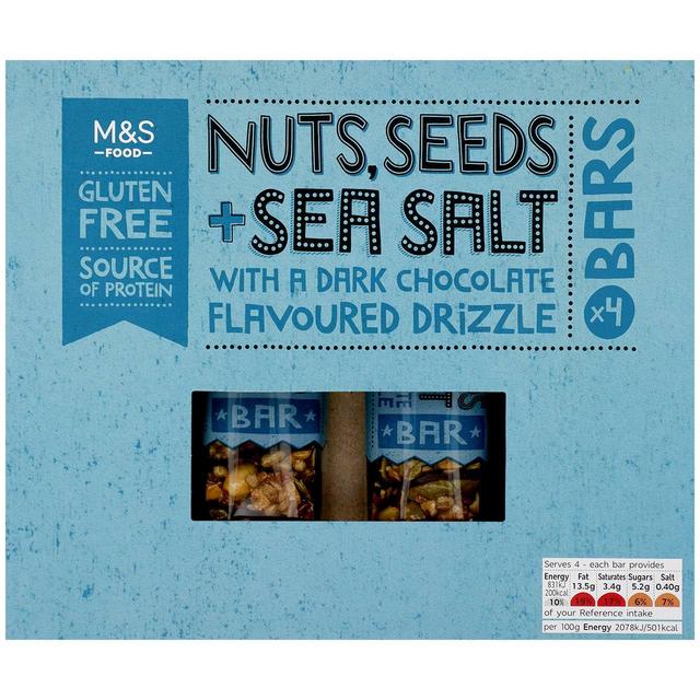 M & S Nuts, Seeds & Sea Salt Bars, 4 x 40g