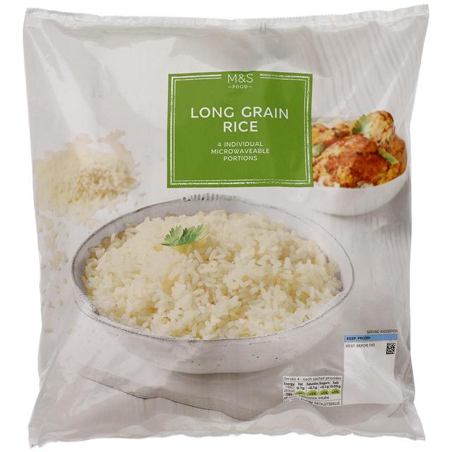 M & S Long Grain Rice Sachets Frozen, 4 x 180g