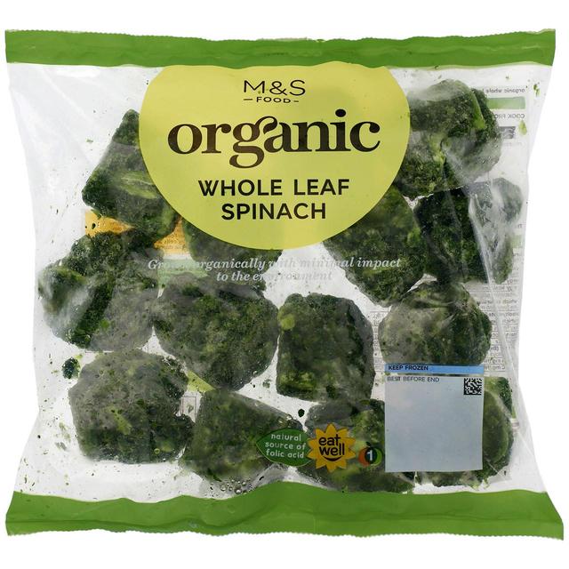 M & S Organic Whole Leaf Spinach Frozen, 500g