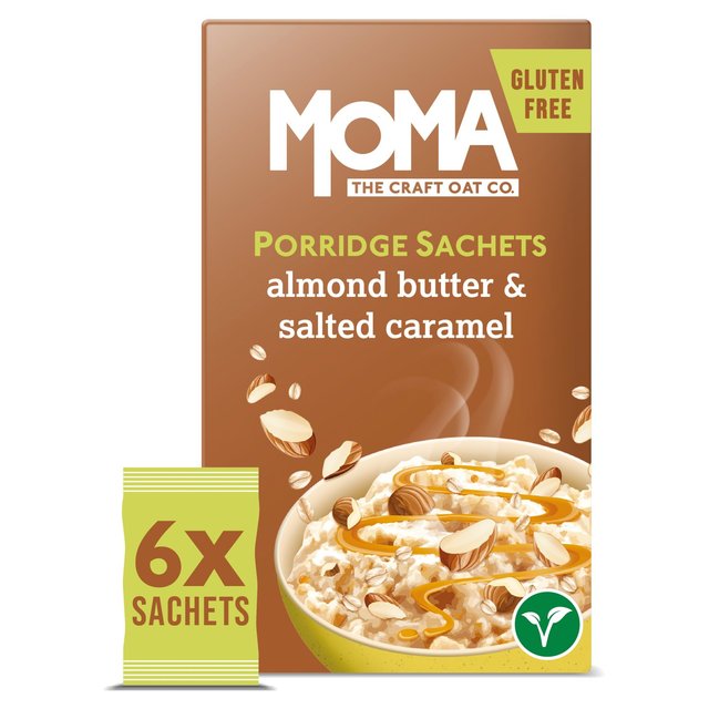 Moma Almond Butter & Salted Caramel Jumbo Oat Porridge Sachets Gluten Free, 6 per Pack
