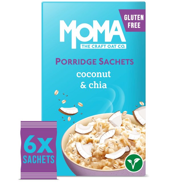 Moma Coconut & Chia Jumbo Oat Porridge Sachets Gluten Free, 6 per Pack