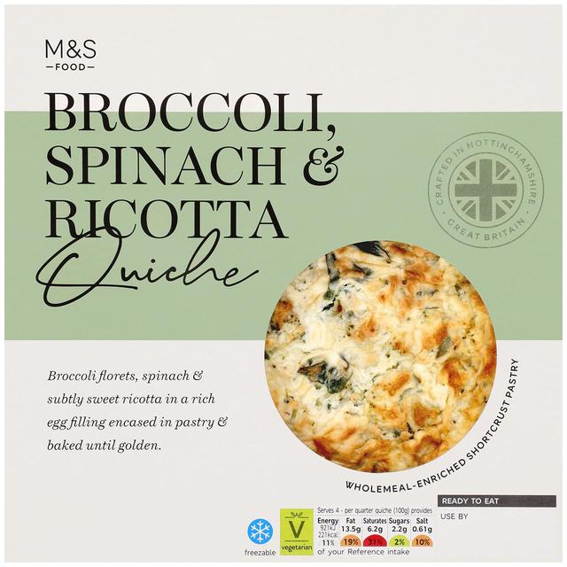 M & S Broccoli, Spinach & Ricotta Quiche, 400g