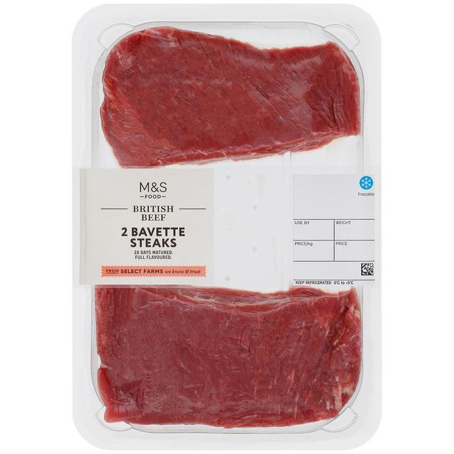 M & S Select Farms British 2 Beef Bavette Steaks, Typically: 325g
