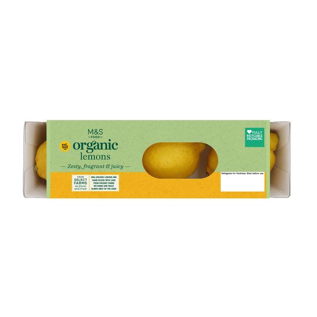 M & S Organic Unwaxed Lemons, 4 per Pack