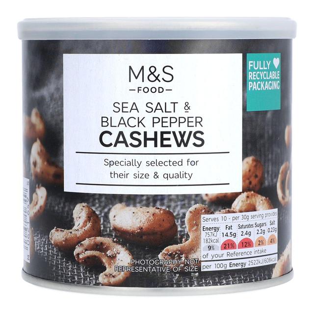 M & S Sea Salt & Black Pepper Cashews, 300g