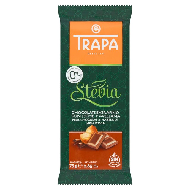 Trapani Trapa Milk Chocolate & Hazelnut With Stevia, 75g