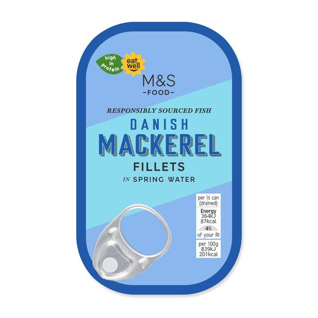 M & S Danish Mackerel Fillets in Spring Water, 125g