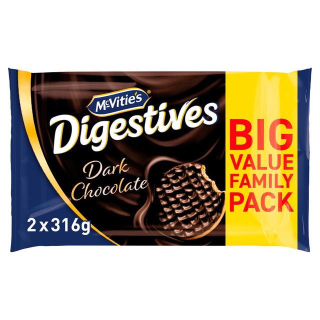 McVitie’s Dark Chocolate Digestives Biscuits Twin Pack, 2 x 316g