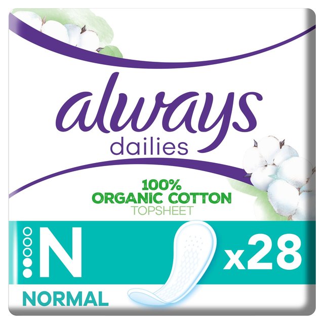 Always Dailies Organic Cotton Protection Normal Panty Liners, 28 Per Pack