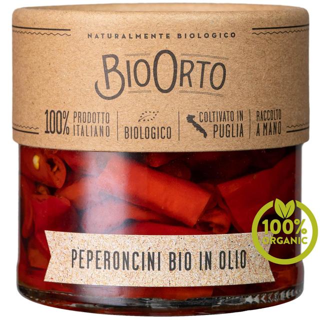 Bio Orto Organic Red Hot Chilli Peppers in Extra Virgin Olive Oil, 185g