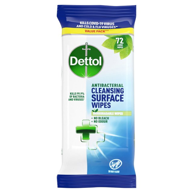 Dettol Antibacterial Multi Surface Cleaning Wipes, 72 Per Pack