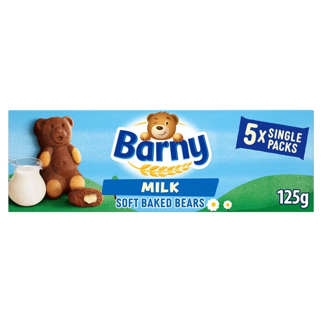 Barny Milk Sponge Bears Biscuits 5 Pack Multipack, 5 x 25g