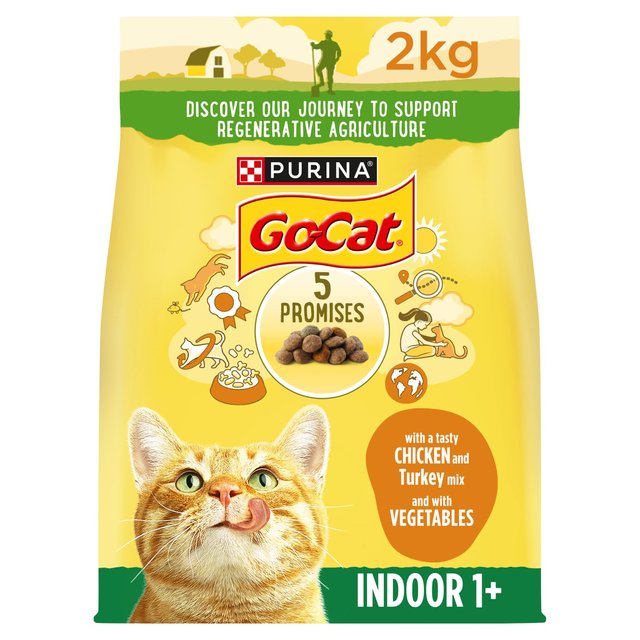 Go-Cat Indoor Cat Dry Cat Food Chicken and Garden Greens, 2kg
