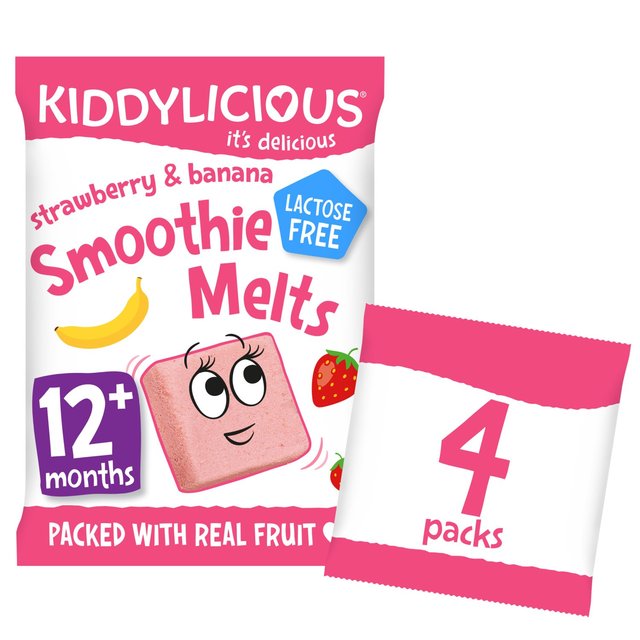 Kiddylicious Strawberry & Banana Smoothie Melts, 12 Months+ Multipack, 4 x 6g
