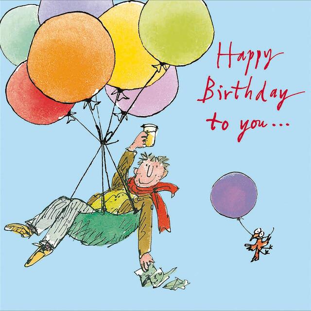 Quentin Blake Hanging Around Birthday Greeting Card, 120x172mm