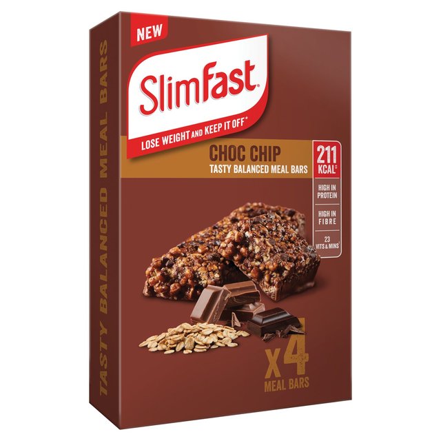 SlimFast Choc Chip Meal Bar Multipack, 4 x 60g