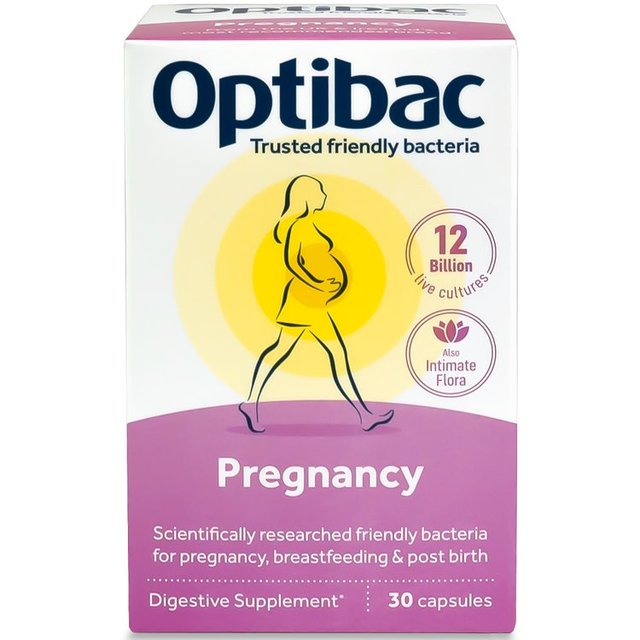OptiBac Probiotics Pregnancy Digestive Supplement Capsules, 30 Per Pack