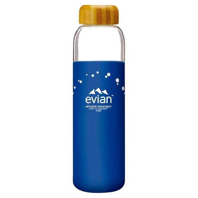 Evian Soma Travel Glass Water Bottle Designer Blue, One Size
