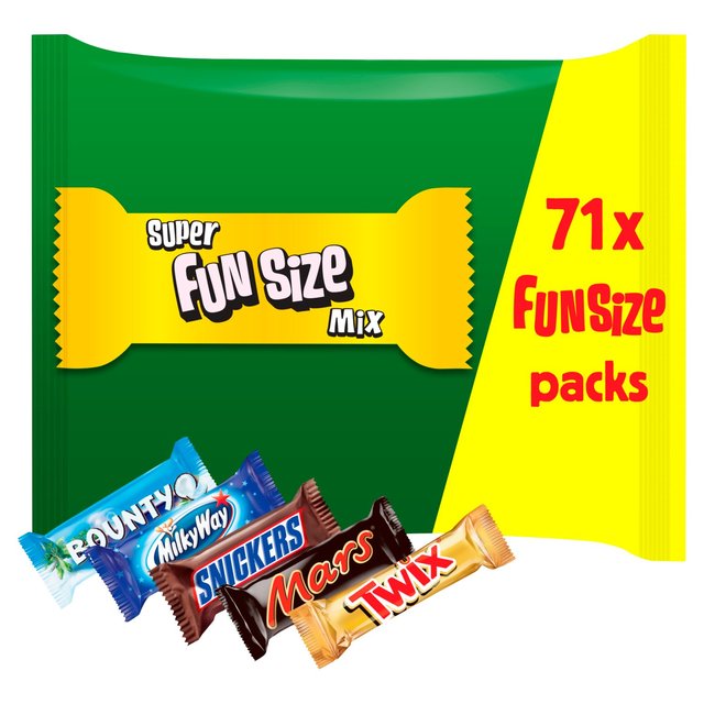 Mars, Twix, Bounty, Snickers, Milky Way Funsize Chocolate Bars Party Bag, 1.425kg