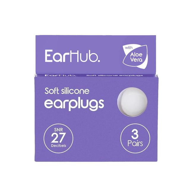 EarHub Sleepwell Soft Silicone Earplugs 3 Pair, 3 Per Pack