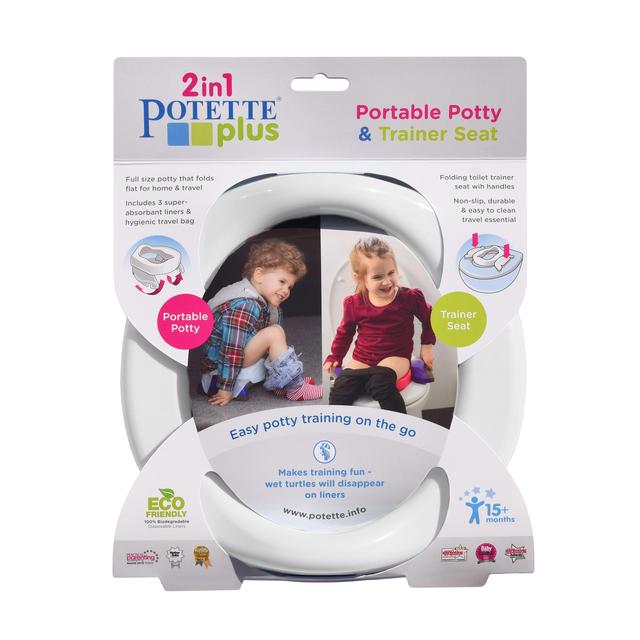 Potette Plus 2in1 Folding Portable Potty, White, 23x23x7cm