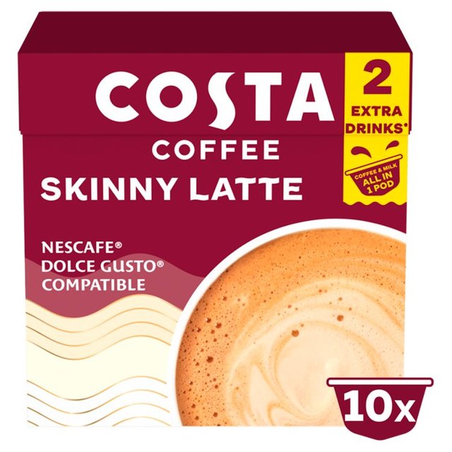 Costa Coffee Nescafe Dolce Gusto Compatible Skinny Latte, 10 per Pack