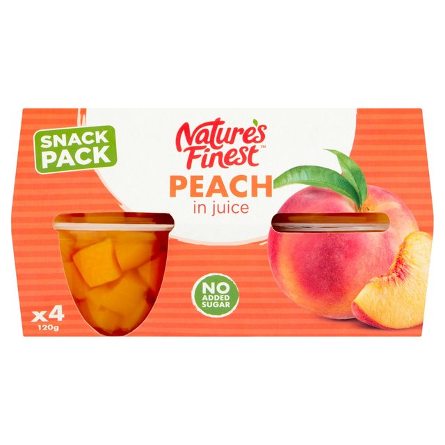 Nature’s Finest Fruit Pots Peach in Juice, 4 x 120g