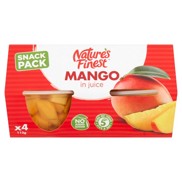 Nature’s Finest Fruit Pots Mango in Juice, 4 x 113g
