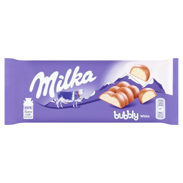 Milka Bubbly White Chocolate Bar, 95g