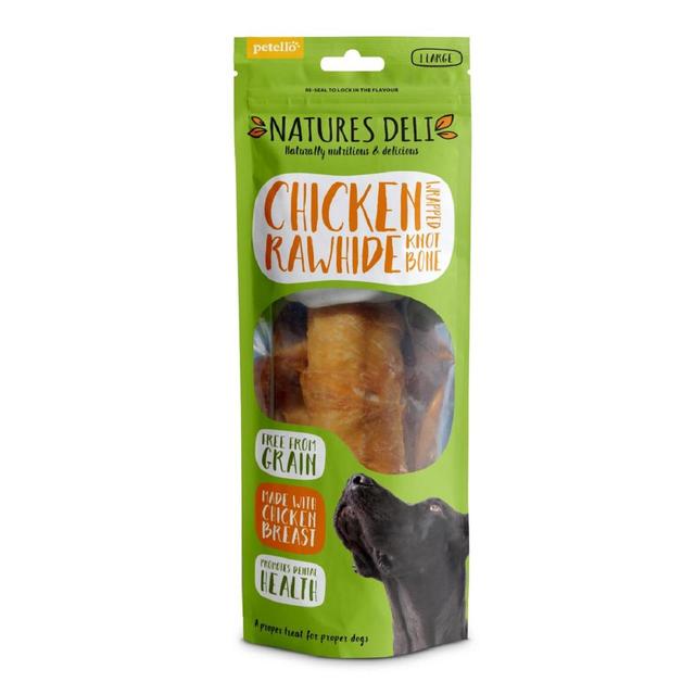 Natures Deli Chicken Wrapped Rawhide Knot Bone Large Dog Treats, 150g