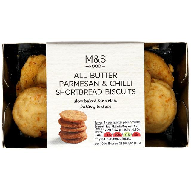 M & S All Butter Parmesan & Chilli Shortbread Biscuits, 80g