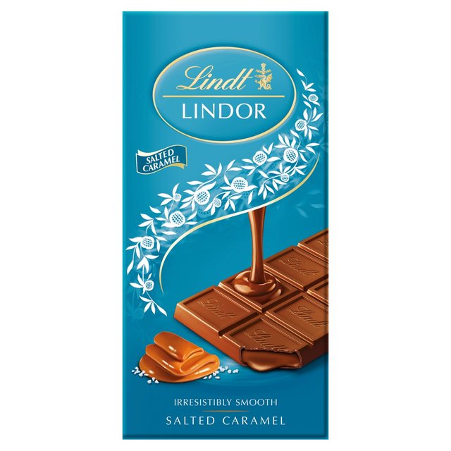 Lindt Lindor Milk Salted Caramel Chocolate Bar, 100g