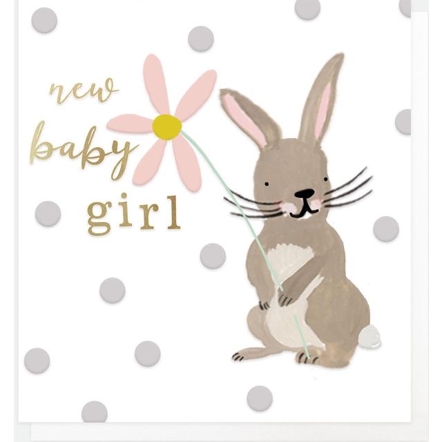 Caroline Gardner New Baby Girl Rabbit Card, 146x140mm