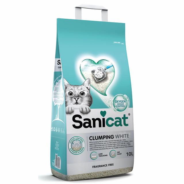 Sanicat Clumping White Unscented Cat Litter, 10L
