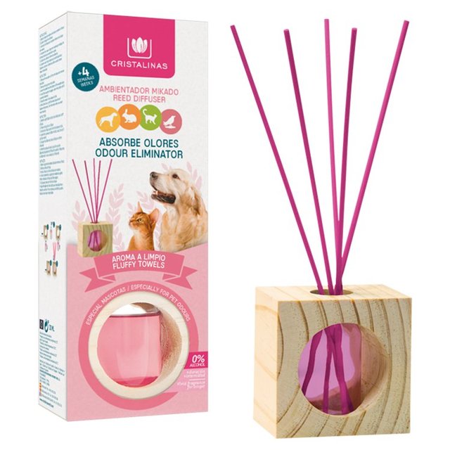 Cristalinas Pet Odour Eliminator Reed Diffuser Fluffy Towels, 30ml