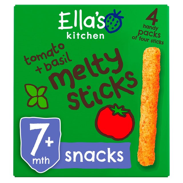 Ella’s Kitchen Tomato and Basil Melty Sticks Multipack Baby Snack 7+ Months, 4 x 6g