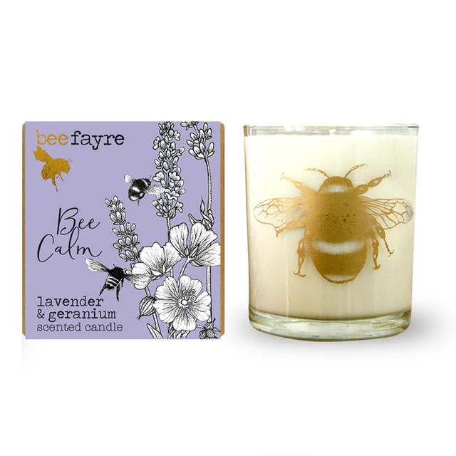 Beefayre ’Bee Calm’ Lavender & Geranium Large Scented Candle, 8x8.5x8cm