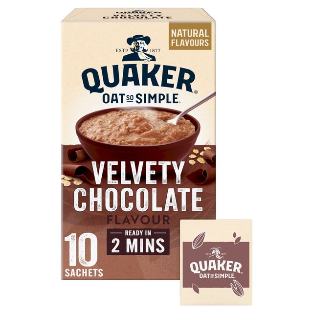 Quaker Oat So Simple Velvety Chocolate Porridge Cereal Sachets, 37gx10