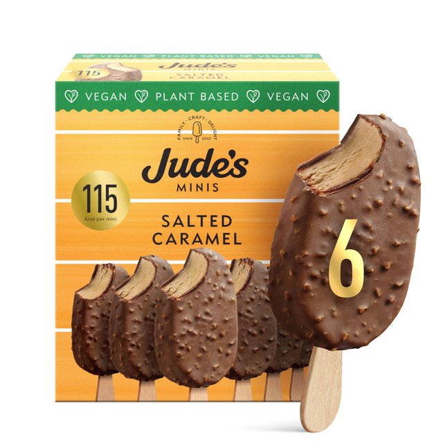 Jude’s Vegan Mini Salted Caramel Sticks, 6 x 50ml