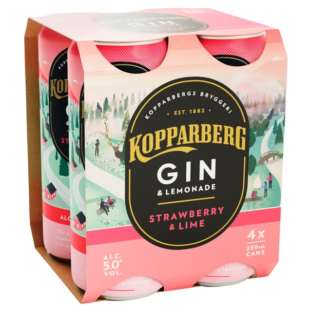 Kopparberg Gin & Lemonade Strawberry & Lime, 4 x 250ml