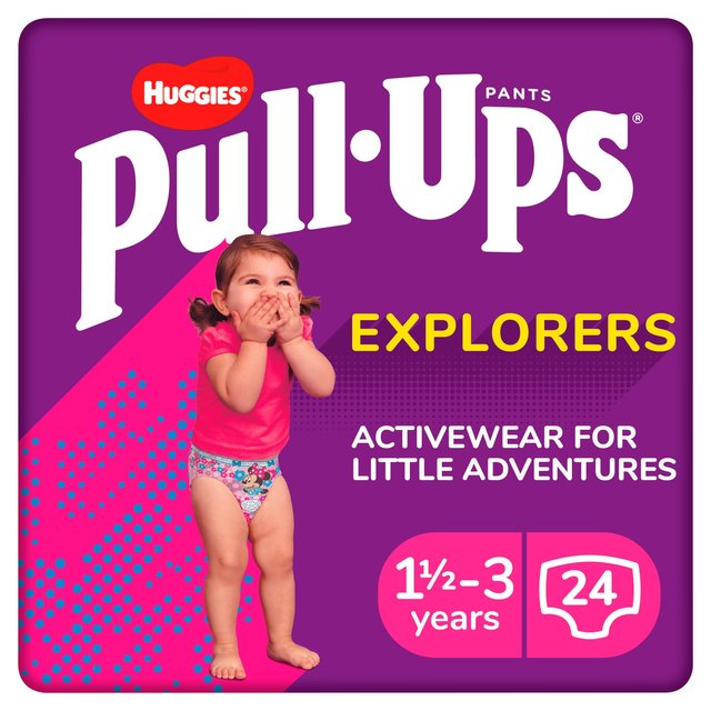 Huggies Pull-Ups Explorers Girls Nappy Pants, Size 4-5+, 1.5-3 Years, 1.5-3 Years, Size 4-5+, 1.5-3 Years