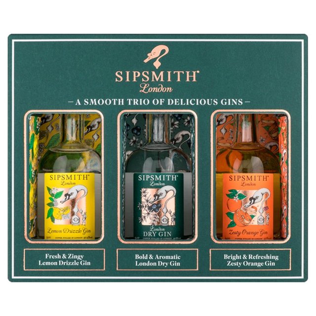 Sipsmith Mini Gin Trio Gift Set, 3 x 5cl