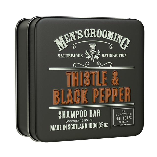 Scottish Fine Soaps Thistle & Black Pepper Shampoo Bar in a Tin, 100g