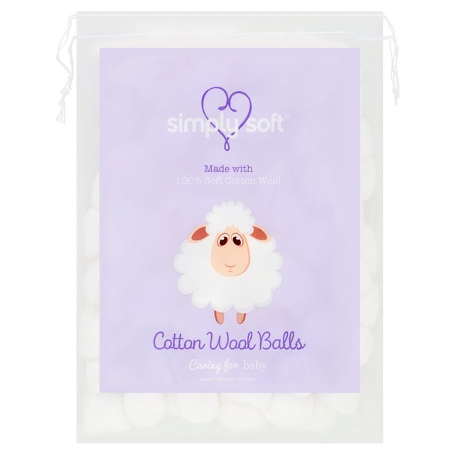 Simply Soft Baby Cotton Balls, 100 Per Pack