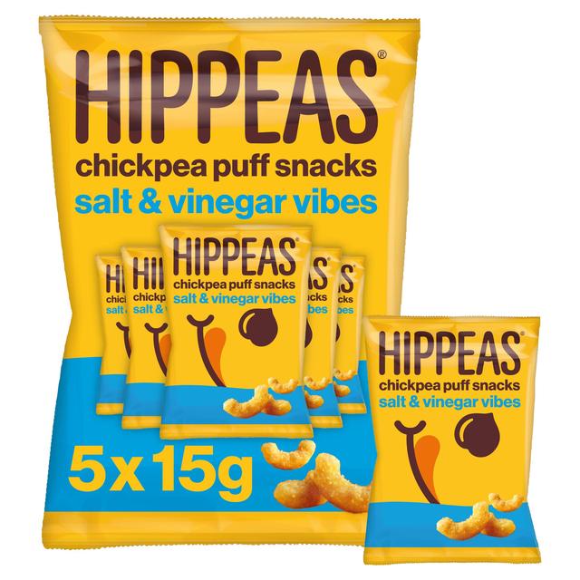 Hippeas Chickpea Puffs, Salt & Vinegar Multipack, 5 x 15g