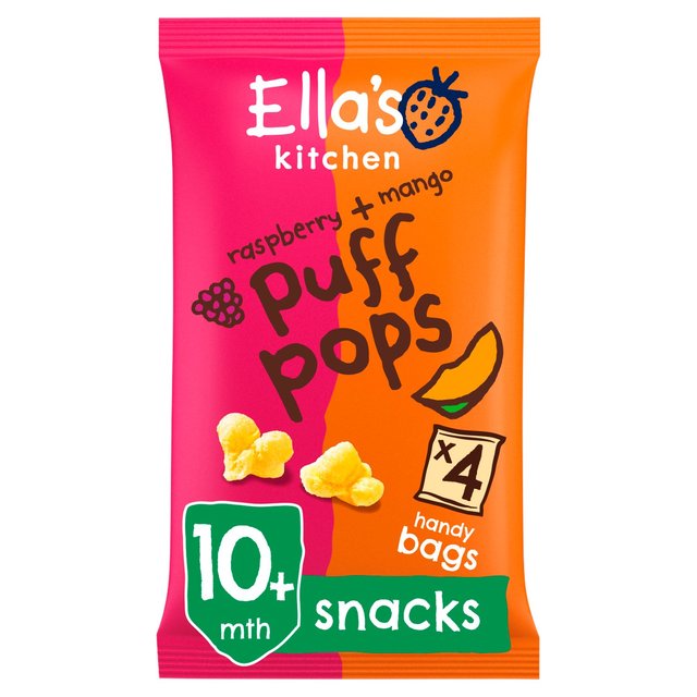 Ella’s Kitchen Raspberry + Mango Puff Pops Multipack Baby Snack 10+ Months, 4 x 9g