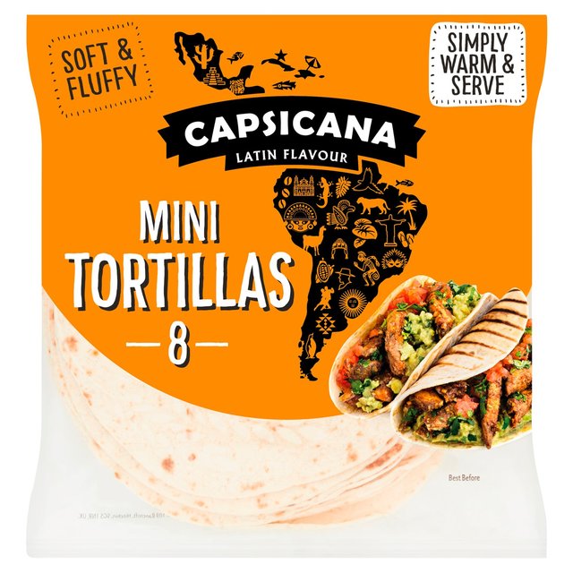 Capsicana Mini Soft Taco Shell Tortilla Wraps, 8 Per Pack