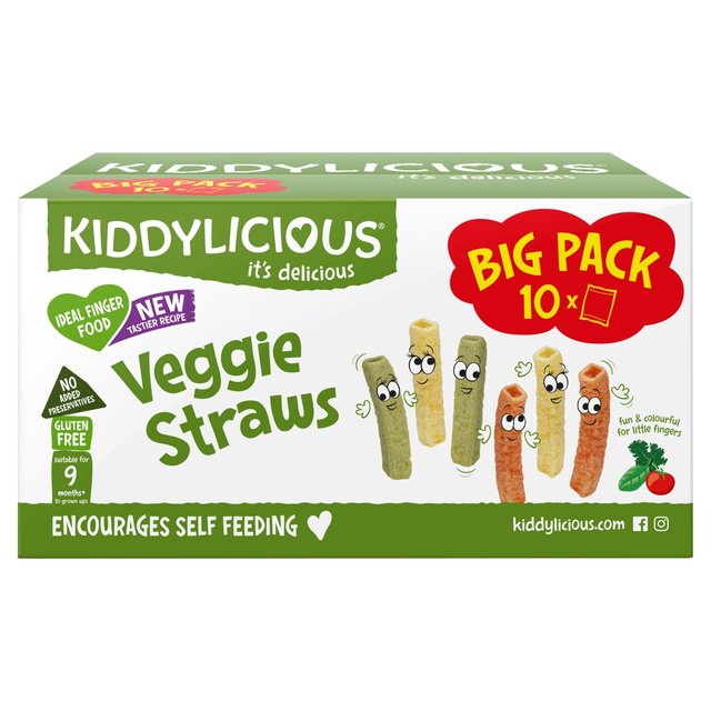 Kiddylicious Veggie Straws, 9 Mths+ Big Pack, 10 x 12g