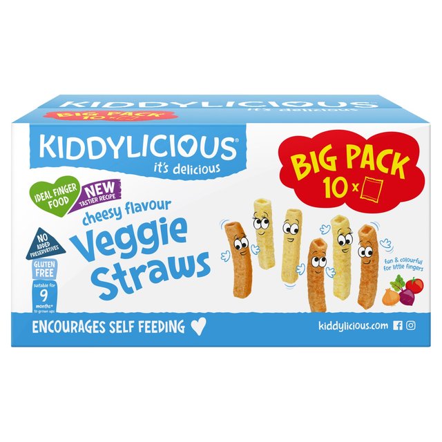 Kiddylicious Cheesy Veggie Straws, 9 Mths+ Big Pack, 10 x 12g